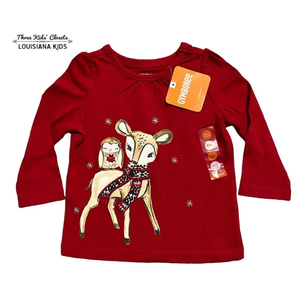 NEW Gymboree 6-12m Christmas Reindeer Owl Shirt